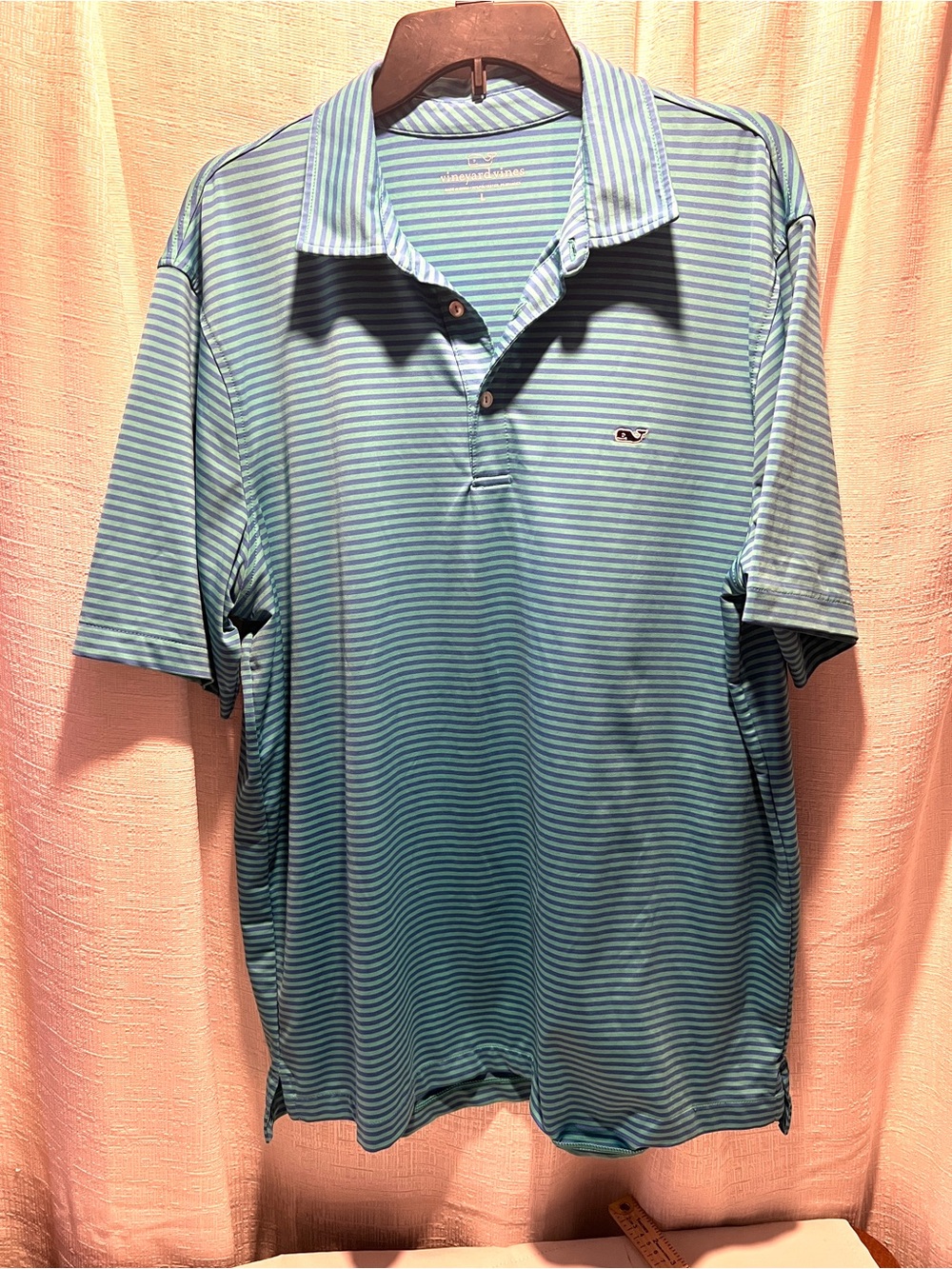 Vineyard Vines Men's Aqua Blue Striped Polo SIZE LARGE